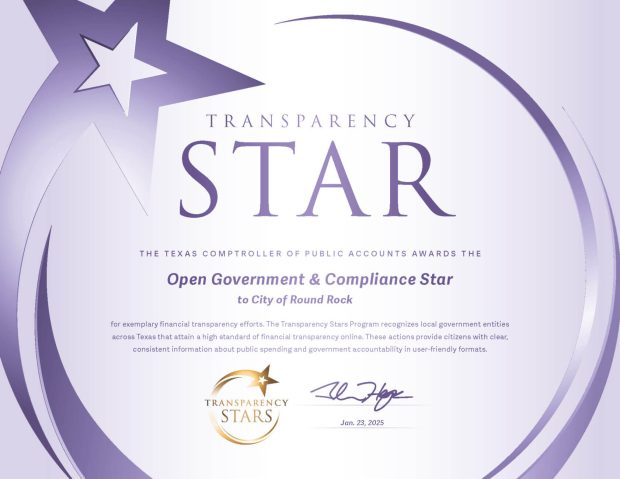 Round Rock earns new transparency star for open government